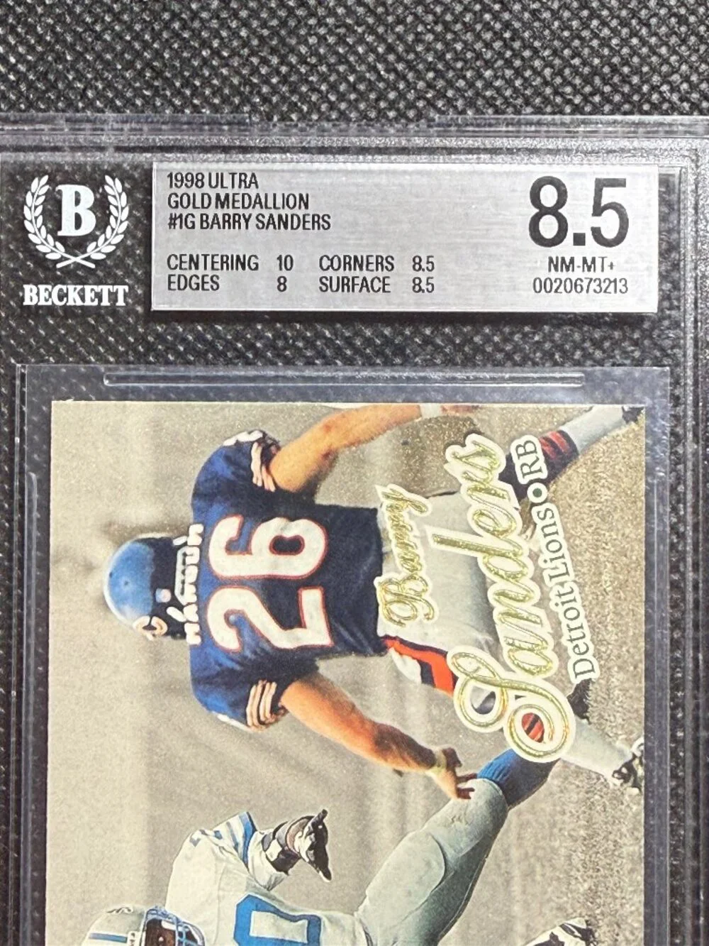 1998 Fleer Ultra Barry Sanders Gold Medallion #1G Lions BGS 8.5 NM-MINT+
